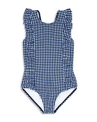 Minnow Girls' Gingham Ruffled One Piece Swimsuit - Baby, Little Kid, Big Kid