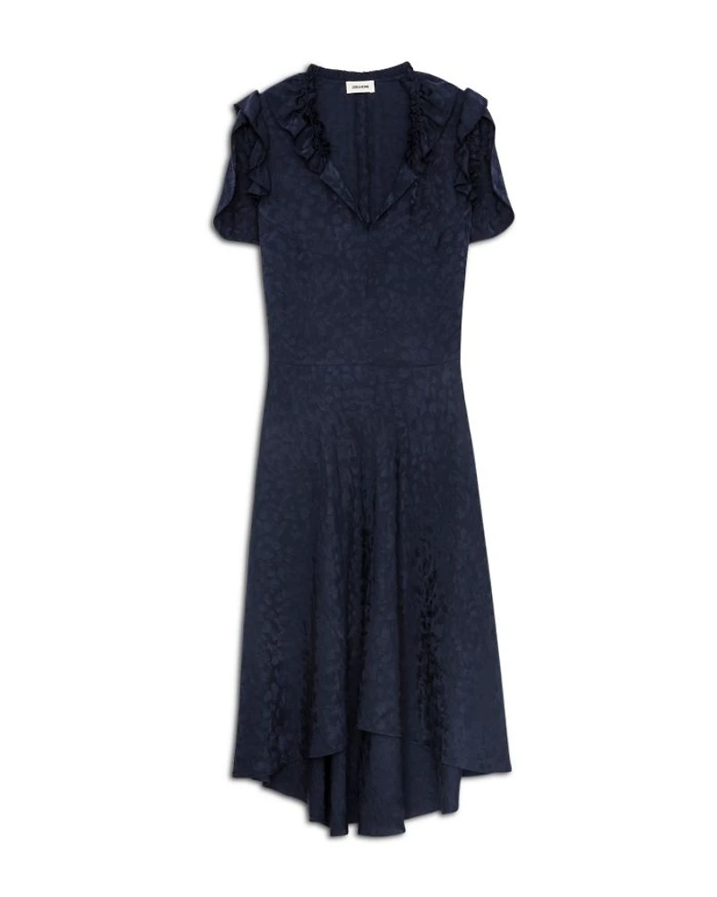 Roberty Jacquard Leopard Print Silk Dress