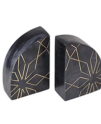 Gauri Kohli Enchant Black Marble Bookends, Set of 2
