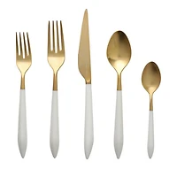 Ares Oro & White 20 Piece Flatware Set