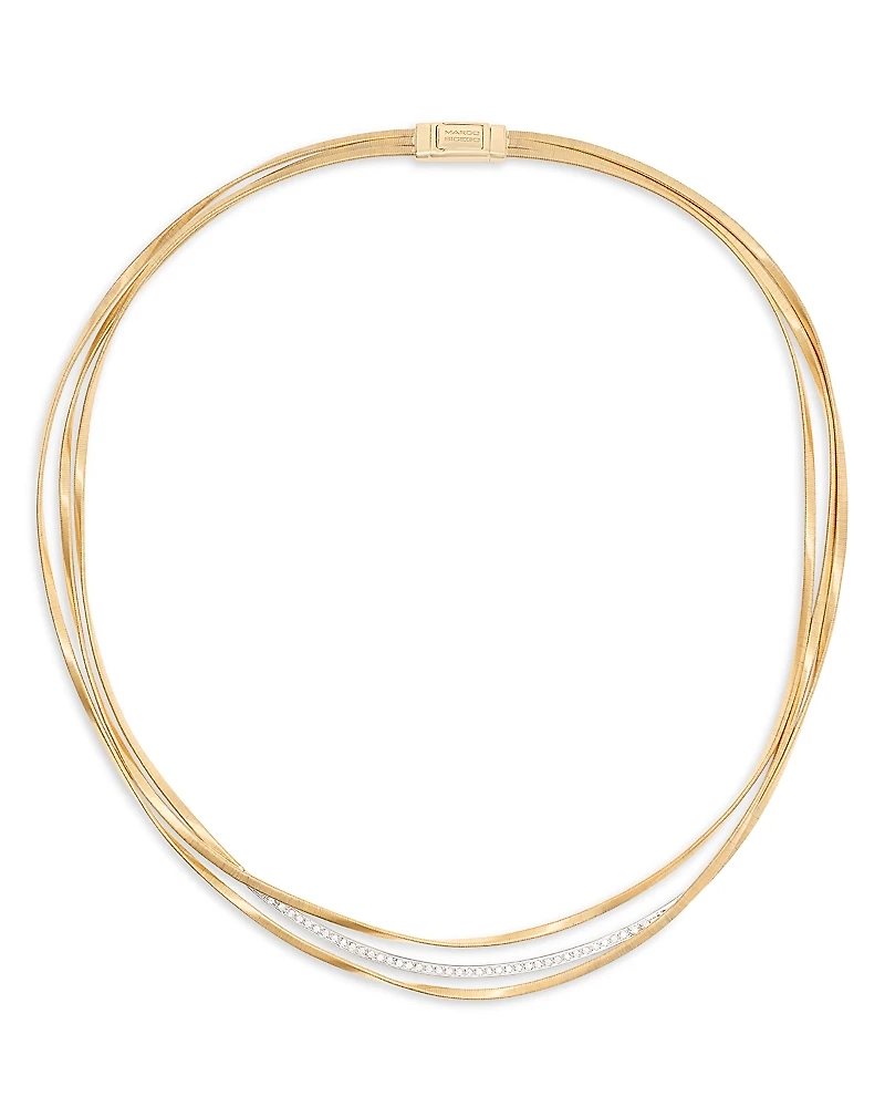 Marco Bicego 18K Yellow & White Gold Marrakech Diamond Three Strand Necklace, 16.5