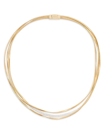 Marco Bicego 18K Yellow & White Gold Marrakech Diamond Three Strand Necklace, 16.5