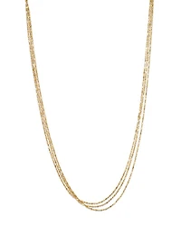 14K Yellow Gold Simple Gold Tube & Bead Triple Layer Necklace, 14-18"