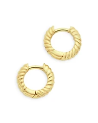 14K Yellow Gold Simple Gold Twist Extra Small Huggie Hoop Earrings