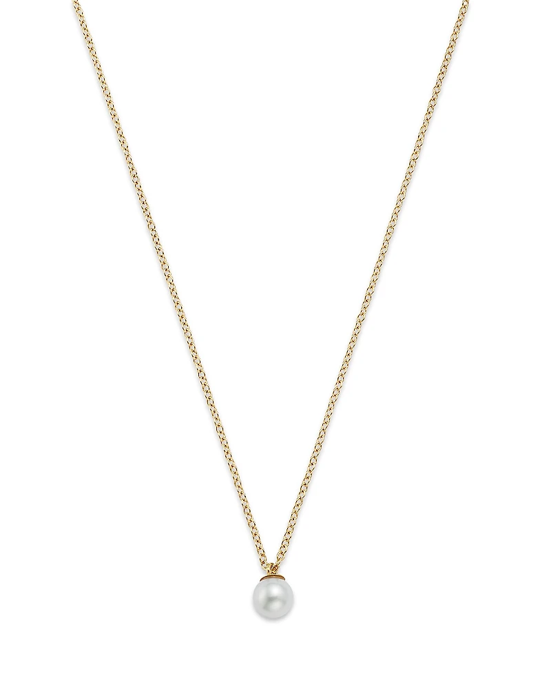 Zoe Chicco 14K Yellow Gold White Pearls Cultured Freshwater Pearl Solitaire Pendant Necklace, 14-16