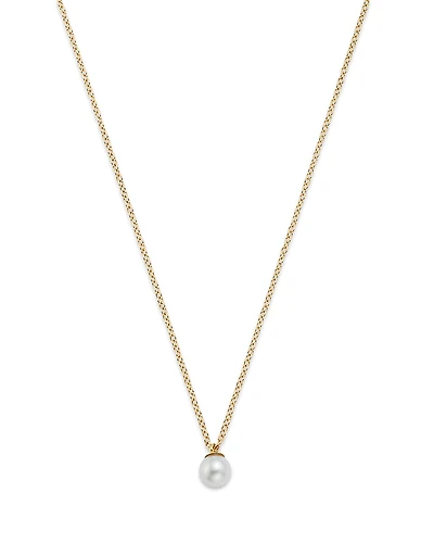 Zoe Chicco 14K Yellow Gold White Pearls Cultured Freshwater Pearl Solitaire Pendant Necklace, 14-16