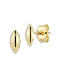 14K Yellow Gold Polished Navette Stud Earrings