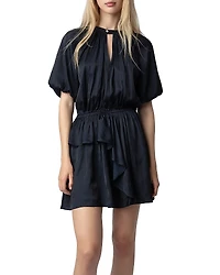 Zadig & Voltaire Romina Satin Balloon Sleeve Mini Dress