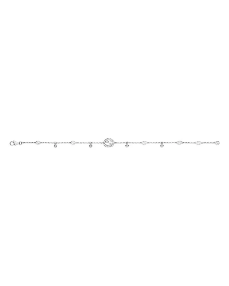 18K White Gold Interlocking G Diamond Bracelet
