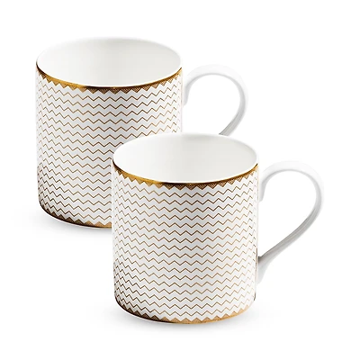 Richard Brendon Zigzag Gold Large Mug, Set of 2