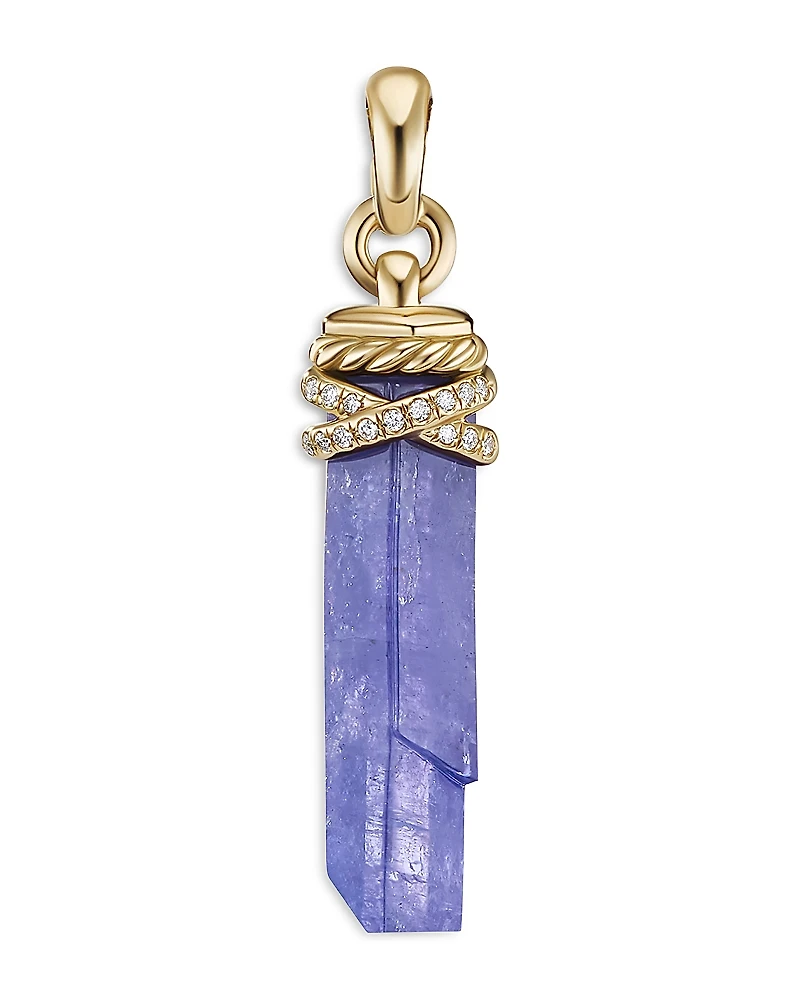 David Yurman Amulets 18K Yellow Gold Wrapped Tanzanite Amulet with Pave Diamonds