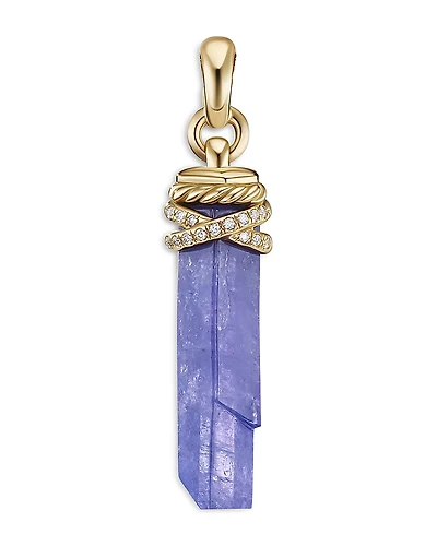 David Yurman Amulets 18K Yellow Gold Wrapped Tanzanite Amulet with Pave Diamonds
