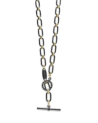 18K Yellow Gold Signature Caviar Black Ceramic Link Necklace, 16-18"
