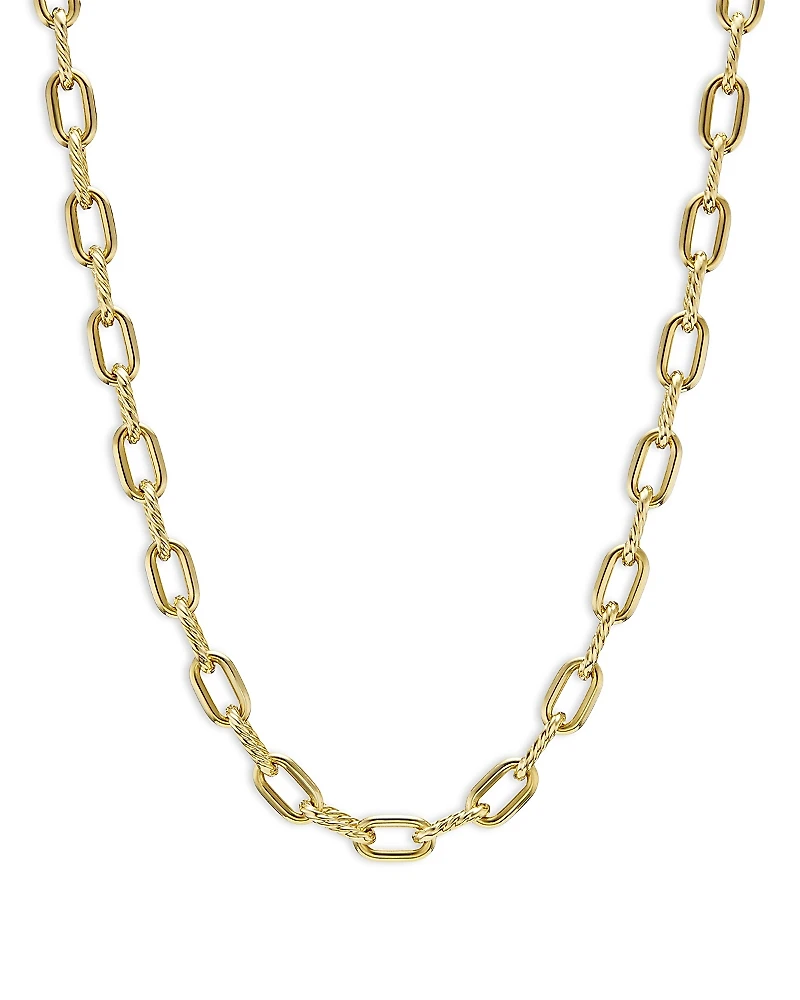 David Yurman 18K Yellow Gold Dy Madison Textured & Polished Link Chain Necklace, 18.25