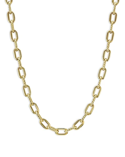 David Yurman 18K Yellow Gold Dy Madison Textured & Polished Link Chain Necklace, 18.25
