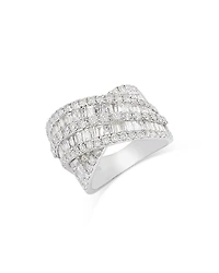 Bloomingdale's Fine Collection Diamond Baguette & Round Crossover Statement Ring