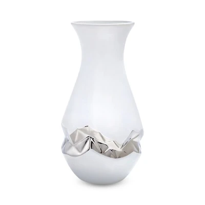 Oro Vase White and Silver