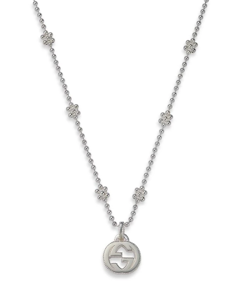Sterling Silver Interlocking G Cluster Chain Necklace, 14"