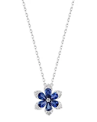 Bloomingdale's Fine Collection Sapphire & Diamond Flower Pendant Necklace