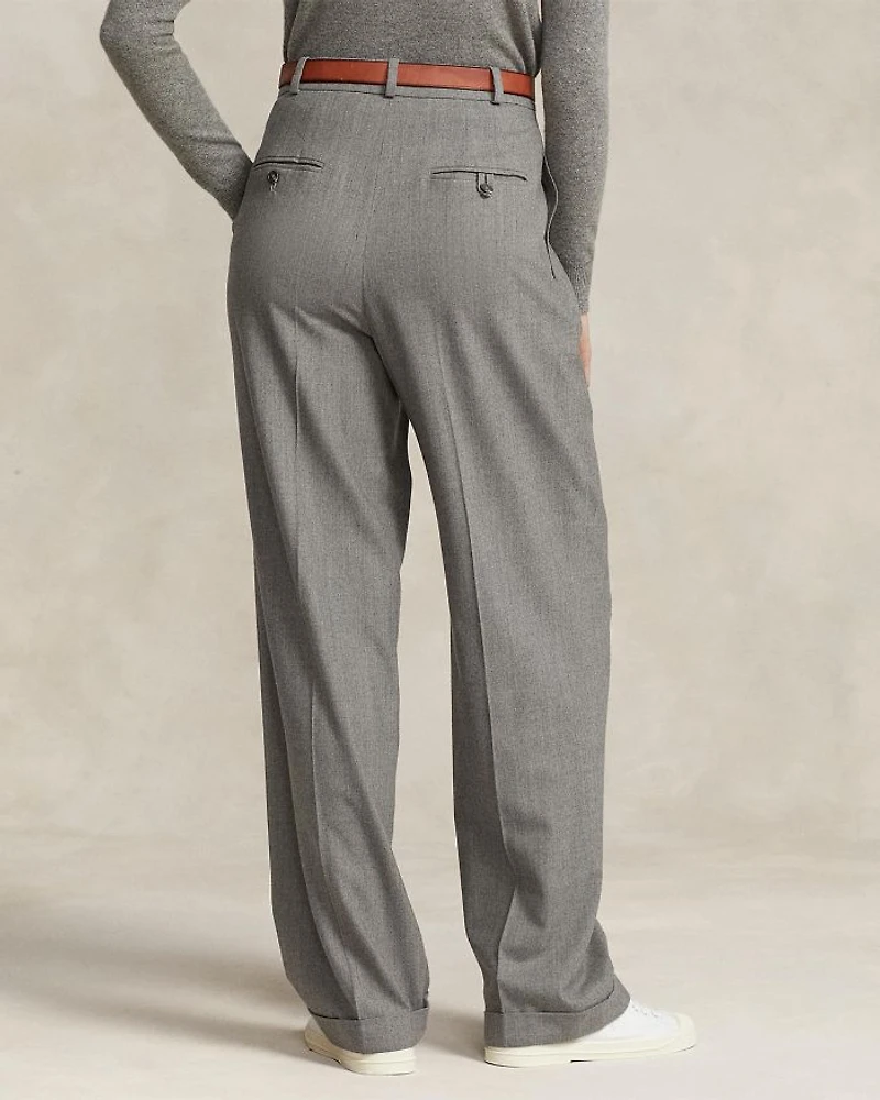 Pleated Wool Blend Pants