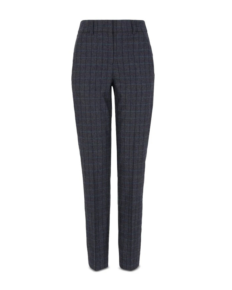 Windowpane Slim Leg Trousers