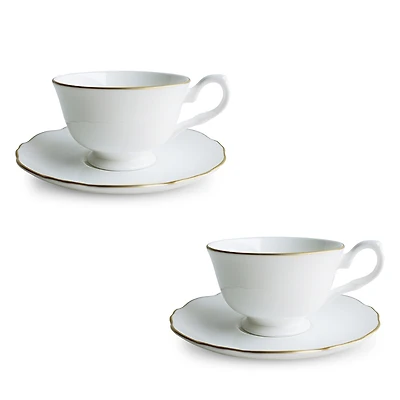 Twig New York Amelie Brushed Gold Espresso Cup & Saucer, Set of 2