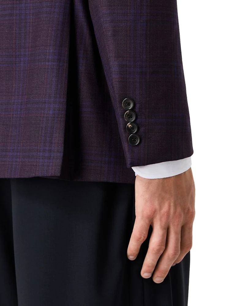Plaid Single Breasted Notch Lapel Suit Jacket