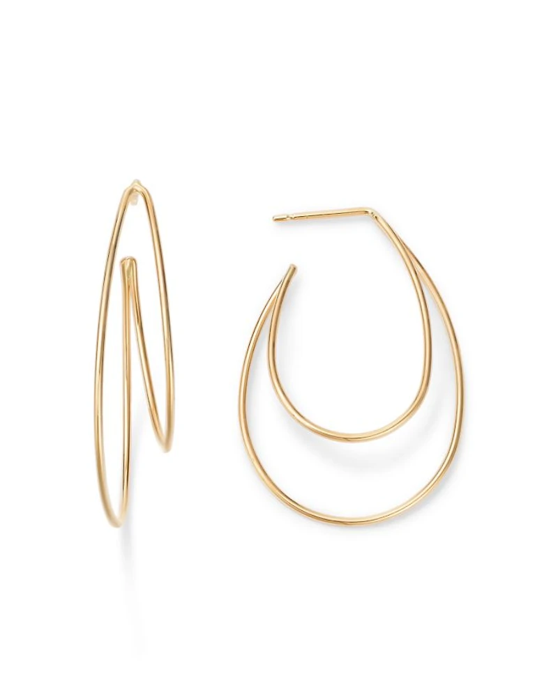 14K Yellow Gold Double Wire Hoop Earrings