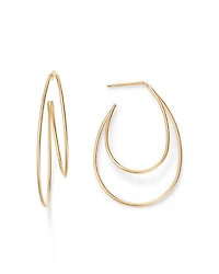 14K Yellow Gold Double Wire Hoop Earrings