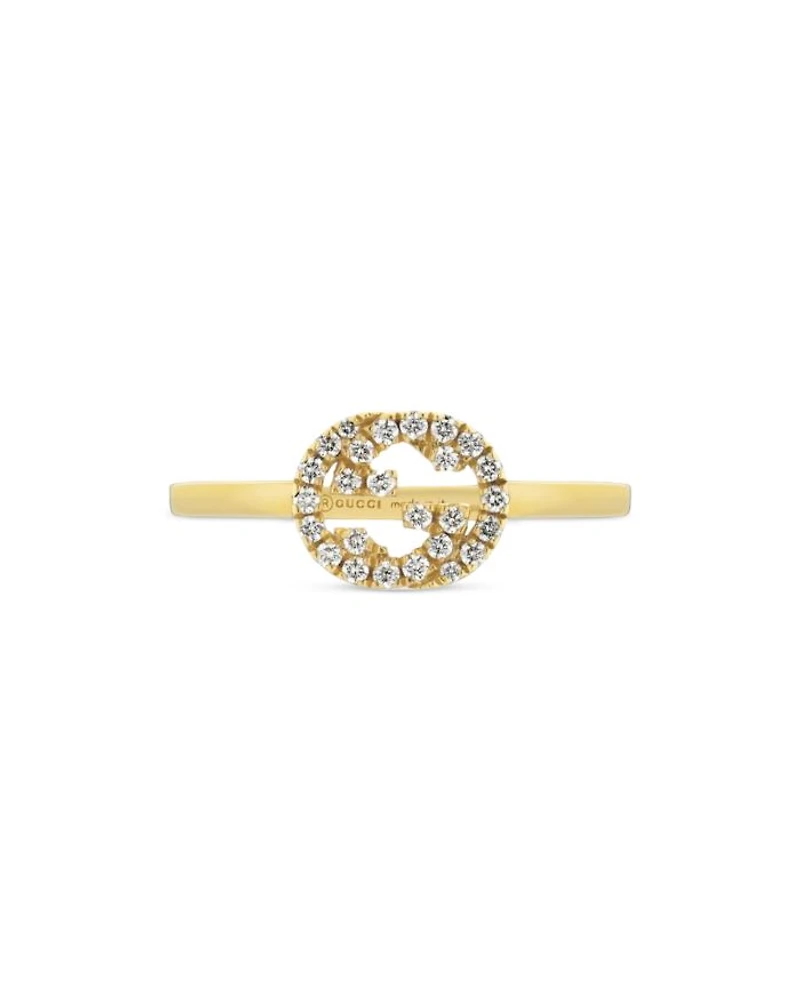 18K Yellow Gold Interlocking G Diamond Logo Ring