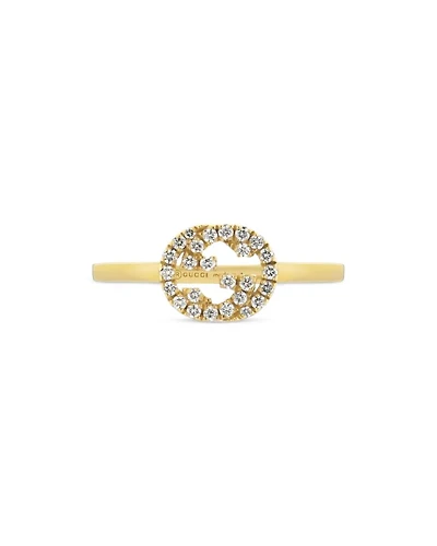 18K Yellow Gold Interlocking G Diamond Logo Ring