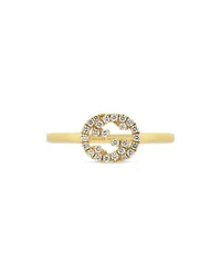 18K Yellow Gold Interlocking G Diamond Logo Ring