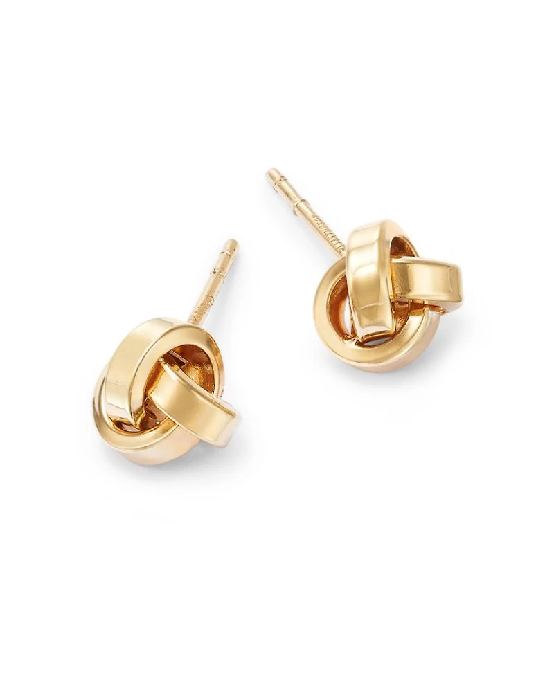 14K Yellow Gold Love Knot Stud Earrings