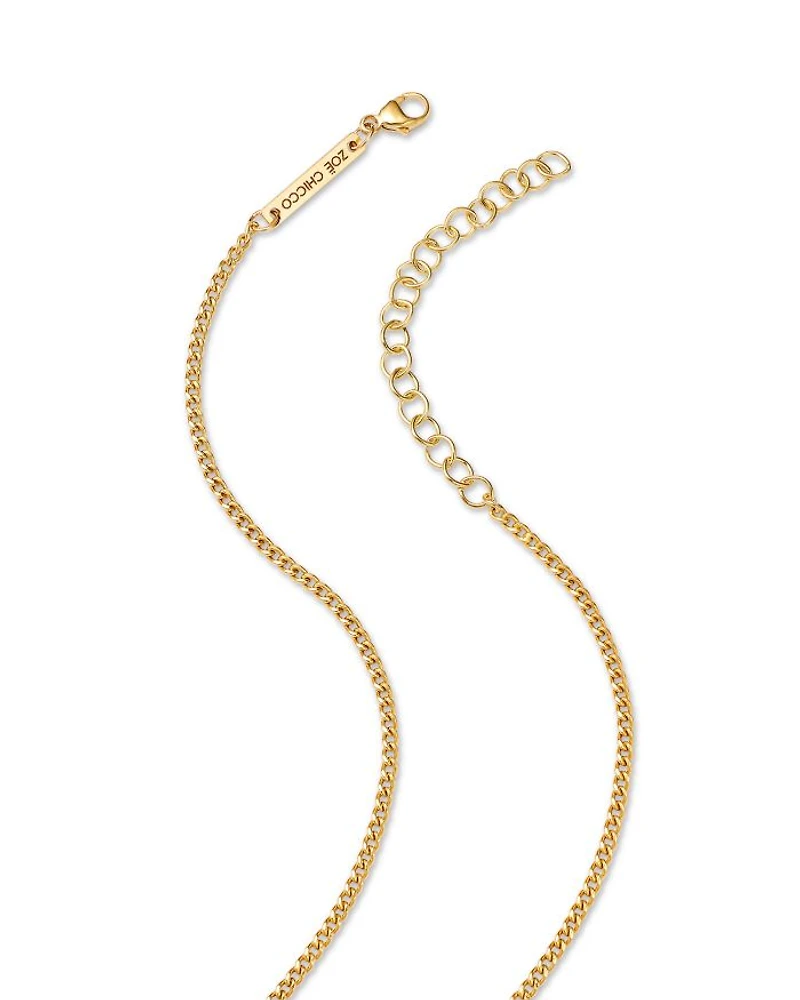 14K Yellow Gold Diamond Eye Pendant Necklace, 14"-16"