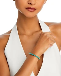 14K Yellow Gold Gemstone Beads Turquoise Rondelle Link Bracelet