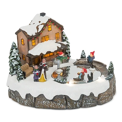 Gerson Company Lighted Musical Village with Skaters
