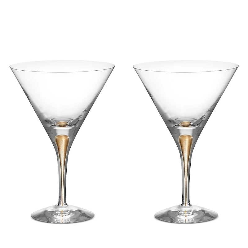 Orrefors Intermezzo Gold Martini Glass, Set of 2 - Exclusive