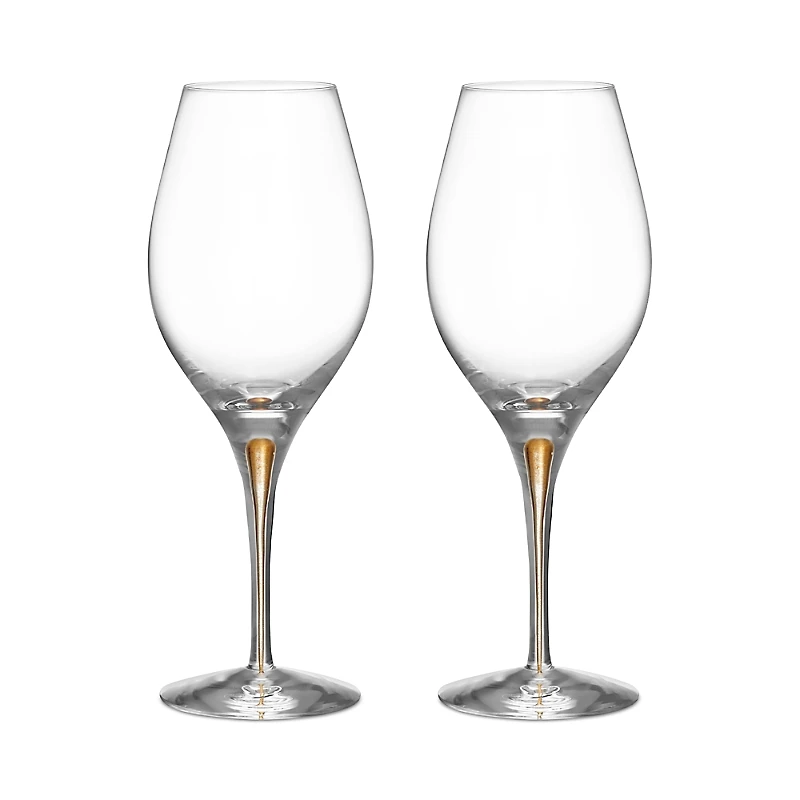 Orrefors Intermezzo Balance Gold Wine Glass, Set of 2 - Exclusive