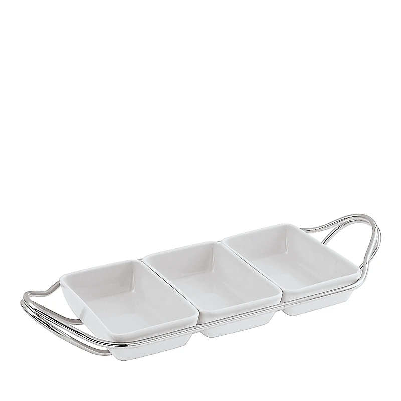 Sambonet New Living 3-Section Hors D'Oeuvre Tray with Holder