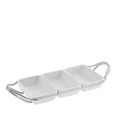 Sambonet New Living 3-Section Hors D'Oeuvre Tray with Holder