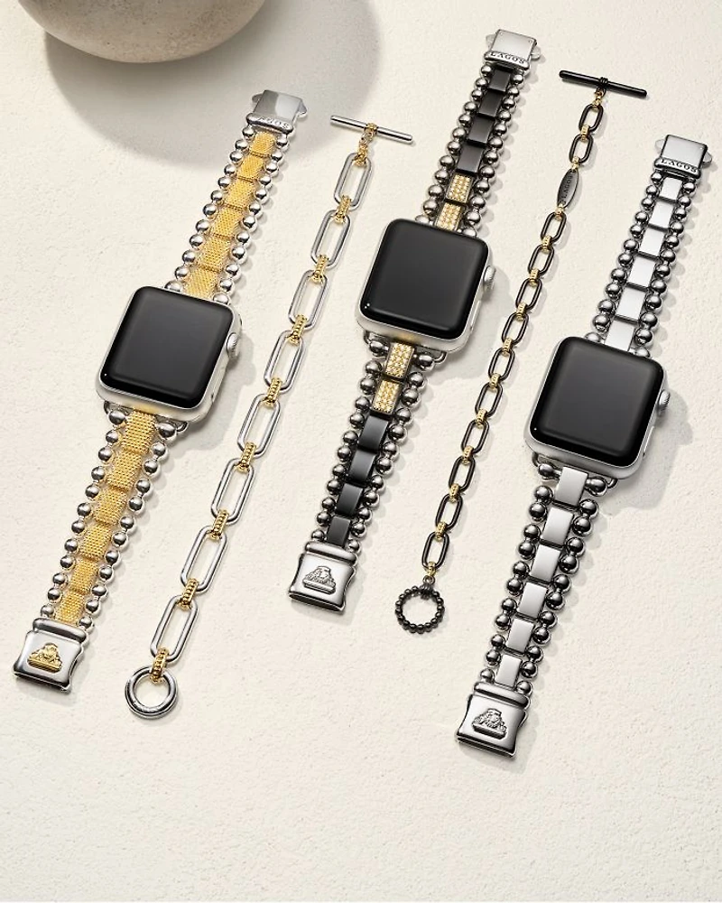 18K Yellow & Sterling Silver Signature Caviar Large Link Toggle Bracelets