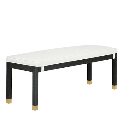 Amara Woven Rattan Performance Fabric Bench in Charcoal