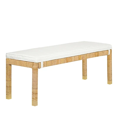 Tov Furniture Amara Woven Rattan Performance Fabric Bench