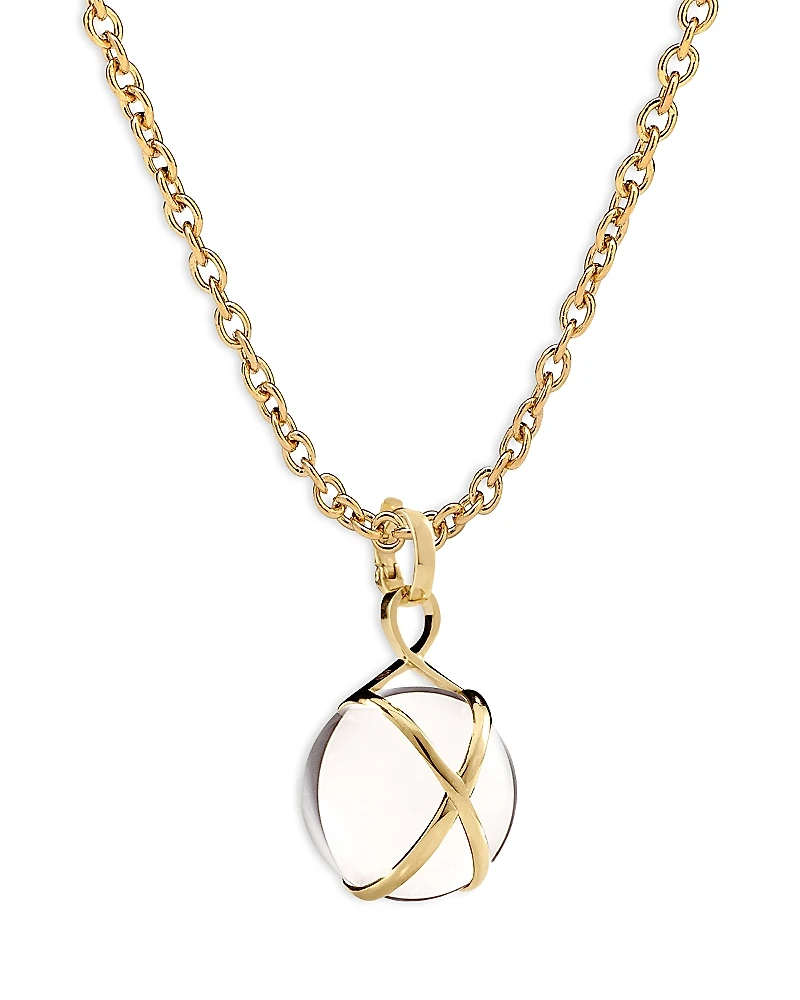L. Klein 18K Yellow Gold Prisma Crystal Quartz 18mm Pendant Luxe Chain Necklace, 16-18