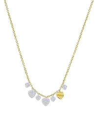 14K White & Yellow Gold Diamond Multi Heart Statement Necklace, 16-18"