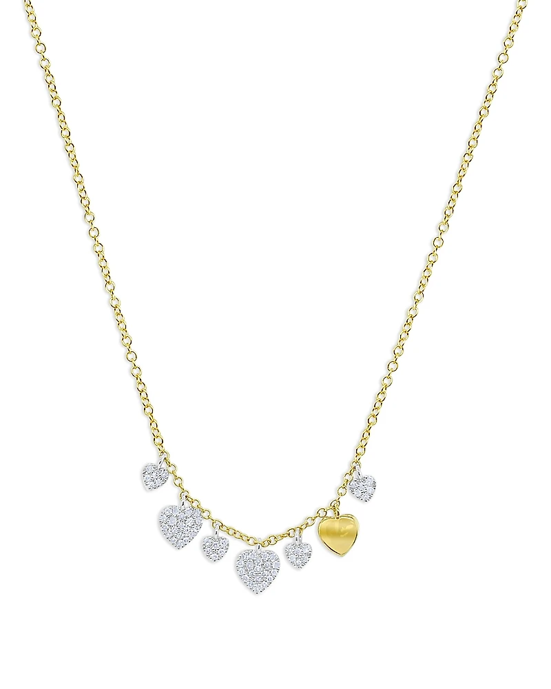 Meira T 14K White & Yellow Gold Diamond Multi Heart Statement Necklace, 16-18