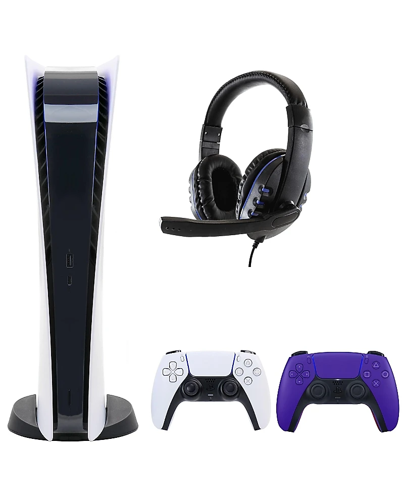 Sony PS5 Digital Console with Extra Purple Dualsense Controller and Universal Headset