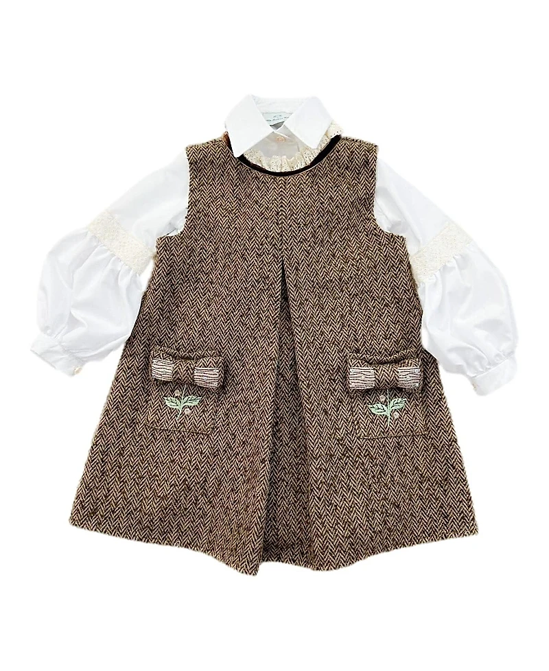 Petite Maison Kids Girls' Herringbone Dress and Blouse Set - Baby, Little Kid, Big Kid