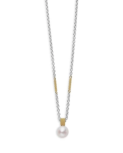 18K Yellow Gold & Sterling Silver Luna Cultured Freshwater Pearl Pendant Necklace, 16-18"