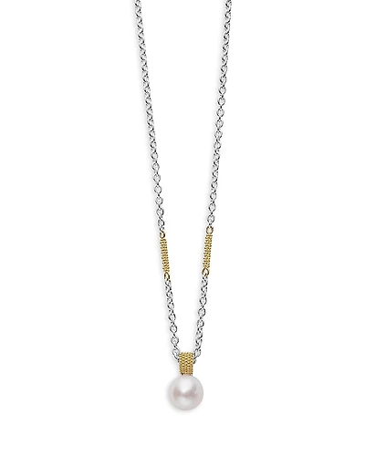 Lagos 18K Yellow Gold & Sterling Silver Luna Cultured Freshwater Pearl Pendant Necklace, 16-18